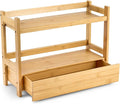 Sorbus Bamboo Bathroom Counter Organizer – 2-Tier Shelf with Hidden Drawer for Vanity, Matcha Station, Bathroom Sink Organize