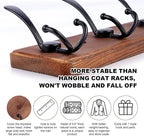 Large Coat Rack Wall Mount 38.6'' Rustic Wood Coat Rack Hook Long Coat Hooks Wall Mount Farmhouse Wall Hooks for Hanging Coat