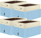 BALEINE 4 Pack Fabric Closet Storage Bins for Shelves, Linen Closet Organizers and Storage, Decorative Baskets for Organizing
