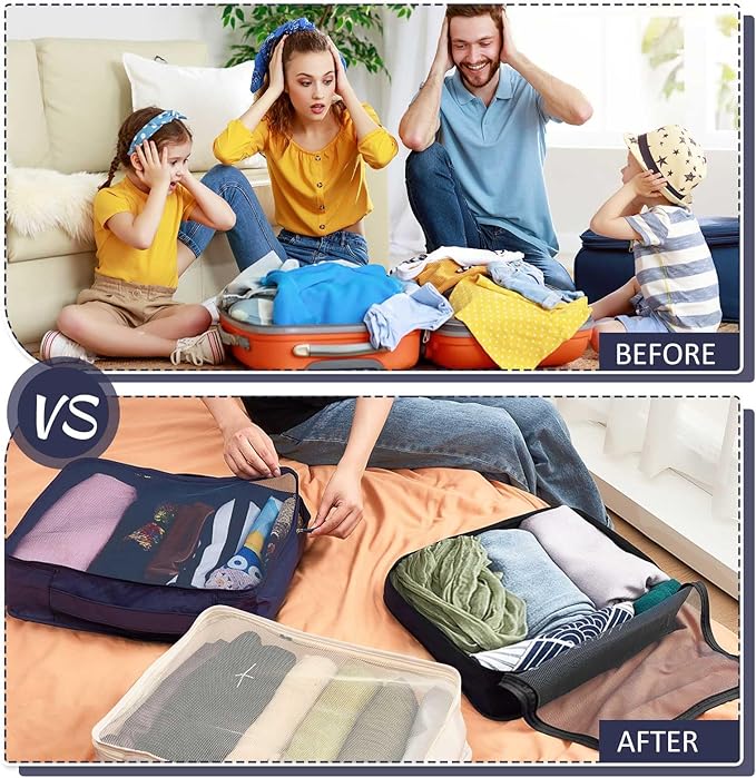 Silkfly 8 Pcs XL Packing Cube for Travel Luggage Organizer Suitcase High Capacity Large Packing Bag Bulk Reusable Mesh Travel