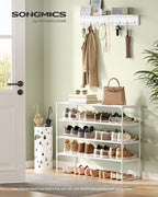 SONGMICS Shoe Rack, 4-Tier Shoe Organizer, Metal Storage Shelf, Upright or Upside Down, for 20-25 Pairs, Stackable, for Entry