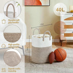 Laundry Basket,Woven Cotton Rope Laundry Hamper,Versatile Storage for Dirty Clothes,Baby Toys,and Blankets in Bathroom, Nurse
