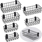 Heavy Duty Slatwall Baskets - 6 Pack Black Multi-Size Storage Organizer for Garage Workshop, Fits Standard Panels