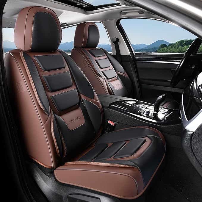 Coverado Car Seat Covers Full Set, Seat Covers for Cars, Front Seat Covers and Back Seat Cover Waterproof Leather Automotive 