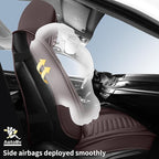 Nappa Leather Car Seat Covers Full Set, Brown Car seat Protector 5 Seats, Waterproof Car Seat Cushion, Universal Automotive S