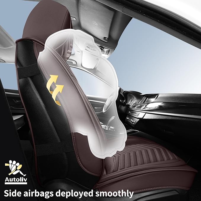 Nappa Leather Car Seat Covers Full Set, Brown Car seat Protector 5 Seats, Waterproof Car Seat Cushion, Universal Automotive S