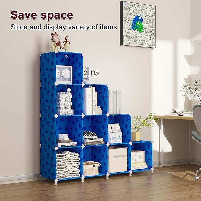 UNKU Cube Storage Organizer, 10 Cube Closet Organizer Storage Shelves, DIY Stackable Bookcase, Clothes Organizer Shelf for Cl