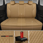 CAR PASS Faux Leather Seat Covers Full Set, Quilting Waterproof Premium Automotive Seat Cover with 5mm Composite Sponge Insid