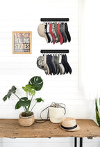Mkono Hat Rack for Wall Wooden Baseball Caps Organizer with 20 Hooks Rustic Cowboy Hat Hanger Wall Mounted Caps Display Rack 
