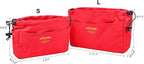 Vercord Canvas Handbag Organizers, Sturdy Purse Insert Organizer Bag in Bag, 10 Pockets Red Small