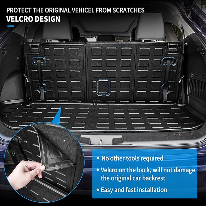 Bomely Trunk Mat Compatible with 2020-2026 Toyota Highlander Cargo Mat Cargo Liner Back Seat Cover Protector TPE Trunk Liner 2025 7 Seats Highlander Accessories (Trunk Mat+Backrest Mats)