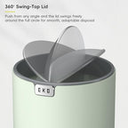 EKO Fandy 0.4 Gal/1.5L Mini Tabletop Trash Bin with Swing-Lid, Desktop Trash Can for Bathroom Countertop, Vanity, Coffee or Office, Small Garbage Bin (Sage)