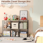Hencawima 4-Tier Stackable Closet Organizers and Storage, Dual-Layer Reinforced Clothing Cube Shelves with Wood Tops, Sturdy 