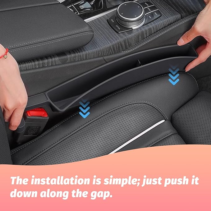 2PCS Car Seat Gap Filler, Anti-Drop Vehicle Console Crevice Blocker with 2 Storage Areas, Seat Side Seam Organizer Plug from Droping, Universal Automotive Interior Accessories(Brown)