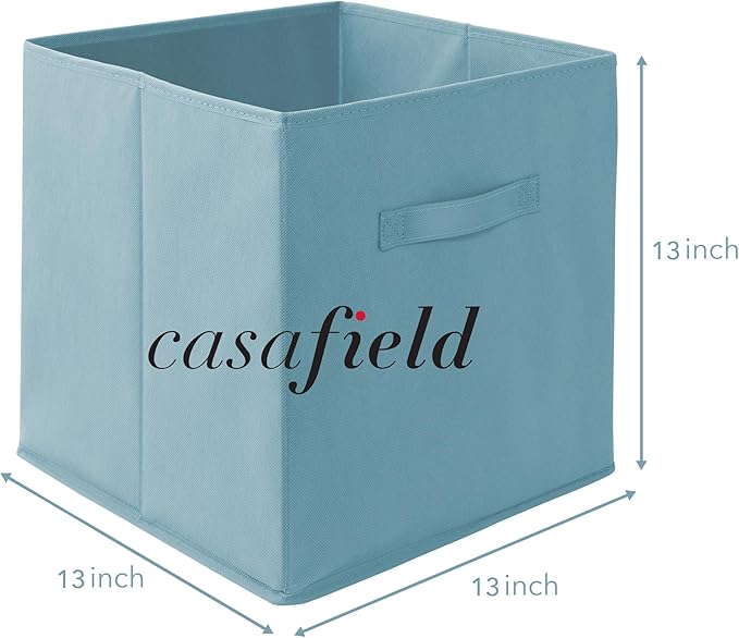 Casafield Set of 6 Collapsible Fabric Cube Storage Bins, Baby Blue - 13" Foldable Cloth Baskets for Shelves, Cubby Organizers