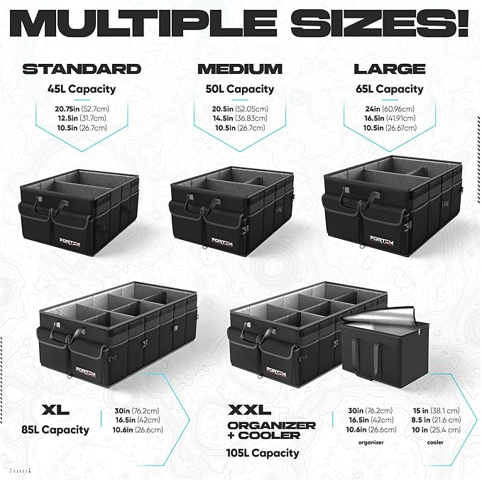 FORTEM Trunk Organizer For SUV Car Trunk Organizer, Foldable Storage, Car Accessories for Women Men, Collapsible Bag, Perfect C