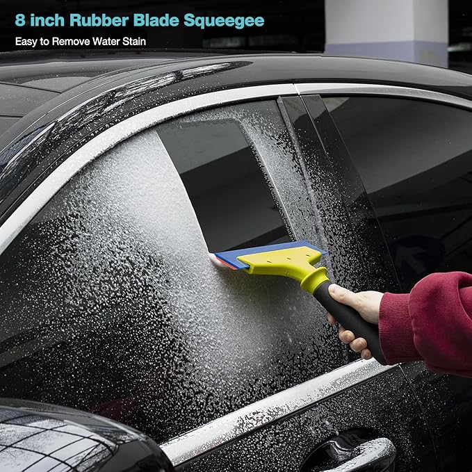 Gomake Vinyl Wrap Kit 8 inch Rubber Squeegee Bulldozer Tint Tool Long Handle Car Windshield Front Back Rear Window Tint Squeegee for Auto Glass Film Installation,Car Wrapping