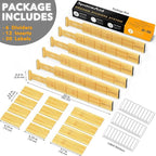 SpaceAid Bamboo Drawer Organizers with Labels, 4 Dividers with 9 Inserts (17-22 in), 6 Dividers with 12 Inserts (17-22 in)
