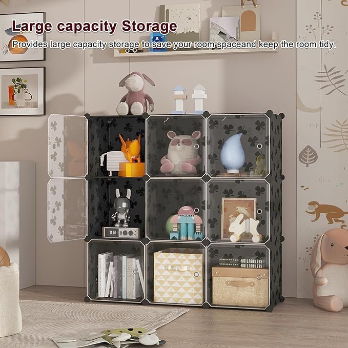 C&AHOME Cube Storage Organizer with Doors, 10-Cube Shelves, DIY Plastic Modular Bookshelf, Closet Clothes Storage Shelving Id