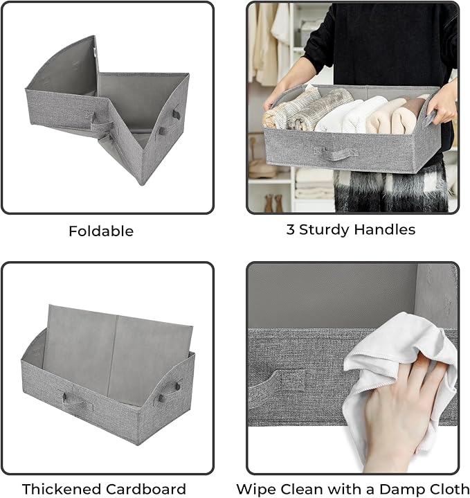 GRANNY SAYS Storage Bins for Closet, Trapezoid Storage Bins with Handles, Closet Storage Bins, Decorative Storage Boxes for O