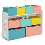 Delta Children Deluxe Multi-Bin Toy Organizer with Storage Bins - Greenguard Gold Certified, White with Blue/Orange/Pastel Bi