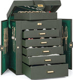 AKOZLIN 6-Tier Jewelry Box Organizer Functional 5 Drawers Leather Jewelry Storage Case for Women Girls Ring Necklace Earring 