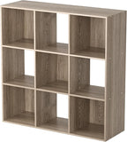 SUPER DEAL 9 Cube Open Shelf Bookcase, 3 x 3 Storage Organizer Shelf with 5 Removable Back Panels Wood Bookshelf System Displ