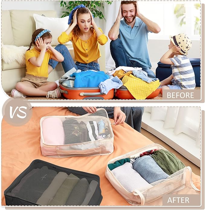 Silkfly 8 Pcs XL Packing Cube for Travel Luggage Organizer Suitcase High Capacity Large Packing Bag Bulk Reusable Mesh Travel