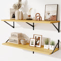 Deep Floating Shelves for Wall,36" Wx10 D Wood Wall Shelves with Metal Brackets,Hanging Storage Floating Shelf for Living Roo