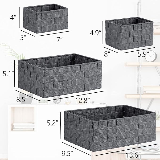 Posprica Woven Storage Baskets for Organizing 6 Pack, Large&Small Storage Cube Bins Set for Bathroom, Storage Boxes Container