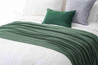 BATTILO HOME Dark Green Throw Blanket for Couch, Soft Chenille Knit Throws with Tassels for Home Decor, Christmas Green Throw