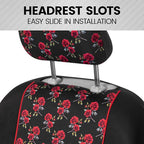BDK Red Rose Car Seat Covers for Front Seats, 2 Pack – Flower Pattern Front Seat Cover Set with Matching Headrest, Sideless D