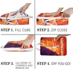 Compression Packing Cubes for Travel, 6 Set National Park Luggage Organizers, Lightweight Waterproof Expandable/Compression B