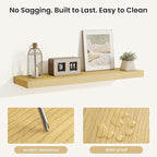 Fun Memories Rustic Wood Floating Shelves for Wall, Space-Saving Wall Mounted Shelves for Bathroom, Bedroom, Living Room and 