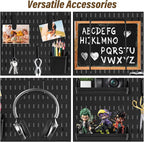 AKTOP Peg Board Wall Organizer 4-Pack – 12"x12" Black Pegboard Combination Kit with 13 Accessories for Wall, Plastic Peg Boar