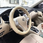 Moyishi Top Leather Steering Wheel Cover Universal Fit Soft Breathable Steering Wheel Wrap (Cream-Colored)
