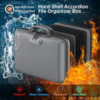 DocSafe Fireproof File Organizer with Lock, Hard-Shell Case Fireproof Document Box with 13 Pocket Accordion File Folder, Port