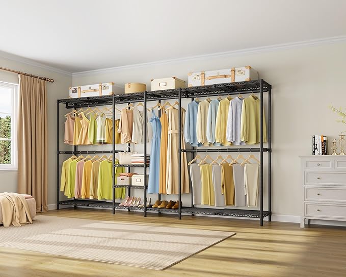 VIPEK X4 Expandable Heavy Duty Clothes Rack, Adjustable from 7'4" to 10'2" with Adjustable Shelves and Hanger Rods, Large War