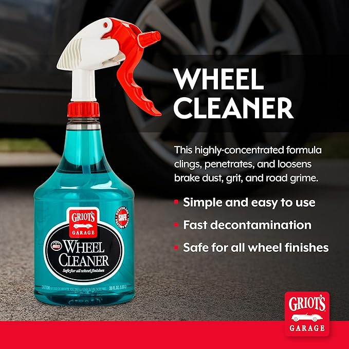 Griot's Garage Wheel Cleaner for All Finishes, Car Tire Rim Cleaning, Brake Dust and Grime Remover, PH Balanced, 11106, 35oz