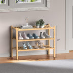 ROMGUAR CRAFT (Thick Bamboo Shoe Rack for Entryway, 3-Tier Free Standing Shoe Racks Stackable Shoe Rack Organizer for Hallway