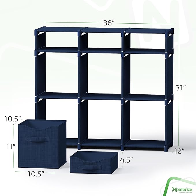 Cube Storage Organizer with Storage Bins Included - The Perfect Closet Organizers and Storage Solution. Includes 9 Storage Cu