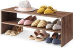 Whitmor Wood Stackable 2-Shelf Shoe Rack, Walnut, 31 inches