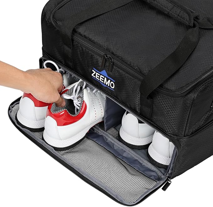 ZEEMO Golf Trunk Organizer, 2 Layer Car Locker with Ventilated Compartment for 2 Pair Shoes, Travel Storage Bag for