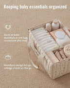 Blissful Diary Woodland Diaper Caddy Organizer, Stylish Nursery Storage Basket, Gift for Baby Shower, Newborn Essentials, Woo