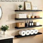 ROGMARS Black Floating Shelves for Wall 36 inch,Rustic Solid Wood Farmhouse Wooden Floating Wall Shelves with Invisible Brack