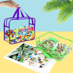 6 Color Large Toy Storage Bags with Labels, Reusable Clear PVC Board Game Storage, Travel Waterproof Organizer Bags with Zipp