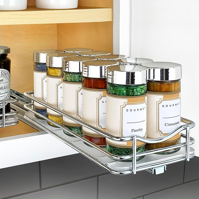 LYNK PROFESSIONAL® Pull Out Spice Organization for Cabinets - 4-3/8 inch Wide – Spice Rack for Inside Cabinets, Slide Out Spi