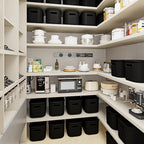 6 Pack Black Storage Bins with Lids for Shelves, Plastic Storage Containers with Lids for Organizing, Stackable Storage Boxes