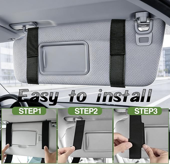 Car Sun Visor Organizer, Semi-Rigid Molle Panel Tactical Car Accessories with Zipper Storage Pouch, Sunglass Holder for Car Visor Organizer, Universal Fit for Trucks, SUVs, Jeeps & Police Gear, Black