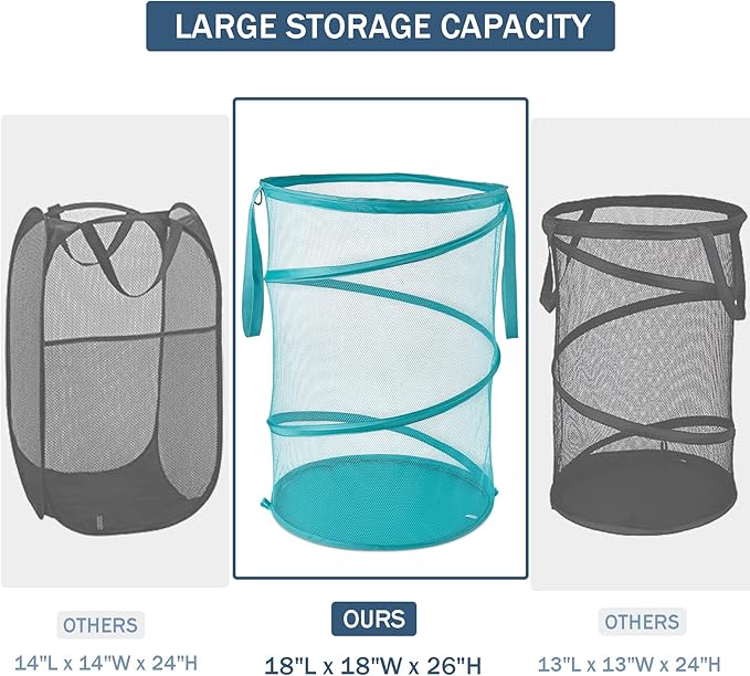 Seiritex Mesh Popup Laundry Hamper 115L Collapsible Laundry Basket No Lid Extra Large Capacity Foldable Clothing Storage Bask